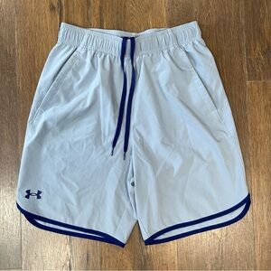 Men's Under Armour HIIT Woven 8in Light Gray Shorts SZ MED